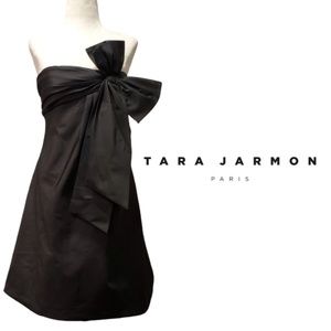 Black Silk-Blend Tara Jarmon Bow-Bodice Dress